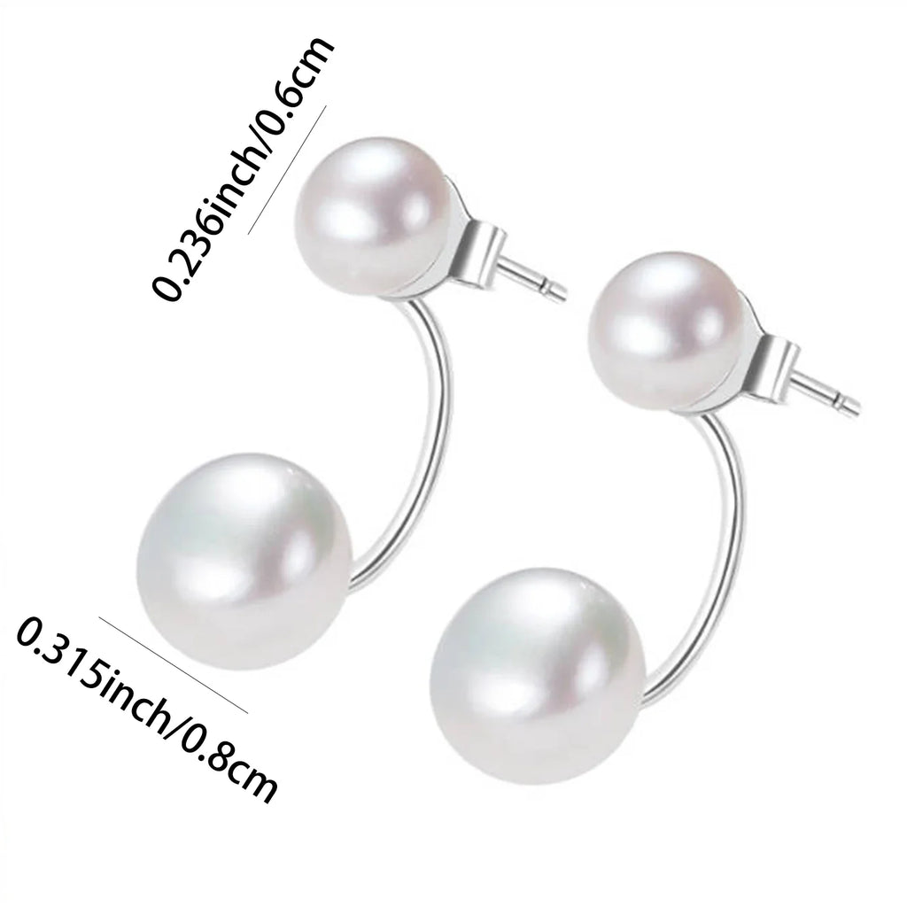 S925 Silver Small Pearl Stud Earrings Nearly Round, Subtle Elegance, Versatile Ear Adornments Vera Lux