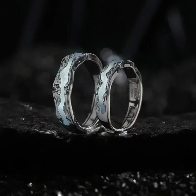New Enamel Luminous Adjustable Finger Ring Vintage Luxury Love Couples Rings Glow In Dark Y2K Jewelry Valentine's Day Gifts Femstylo