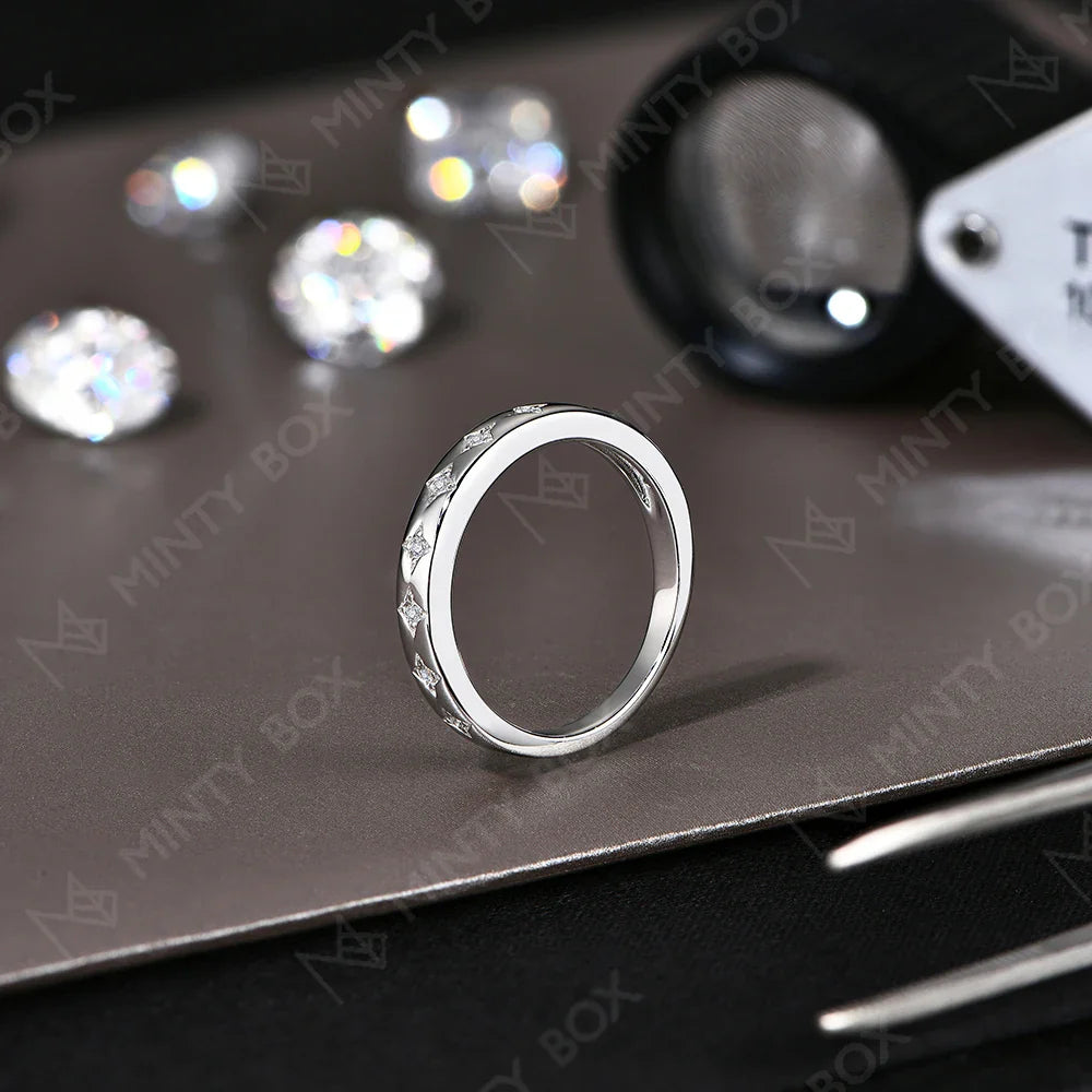 MINTYBOX Stars S925 Silver Moissanite Wedding Band Rings for Women Lab Diamond Engagement Ring 18K Plated Fine Jewelry Vera Lux