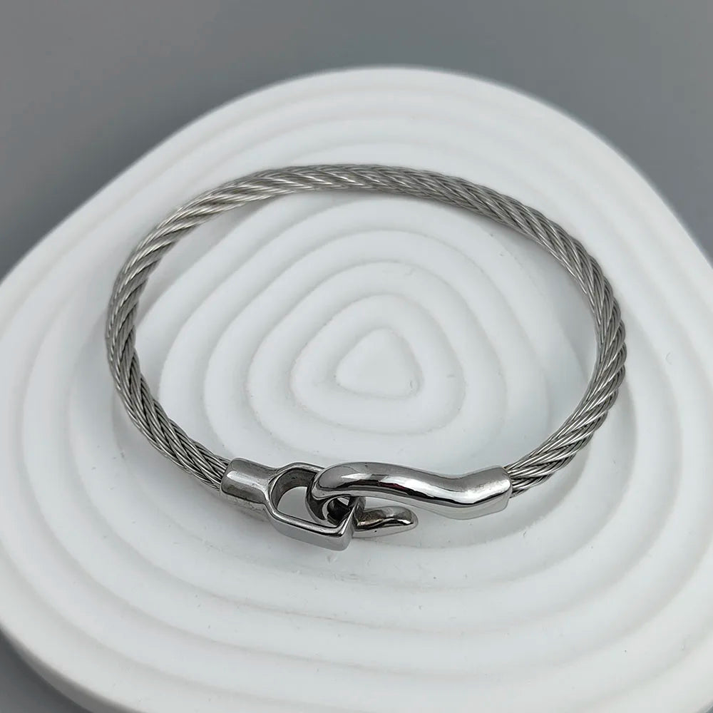 New steel wire button hook gold-plated stainless steel bracelet 18K, high quality waterproof couple bracelet, wife gift Vera Lux