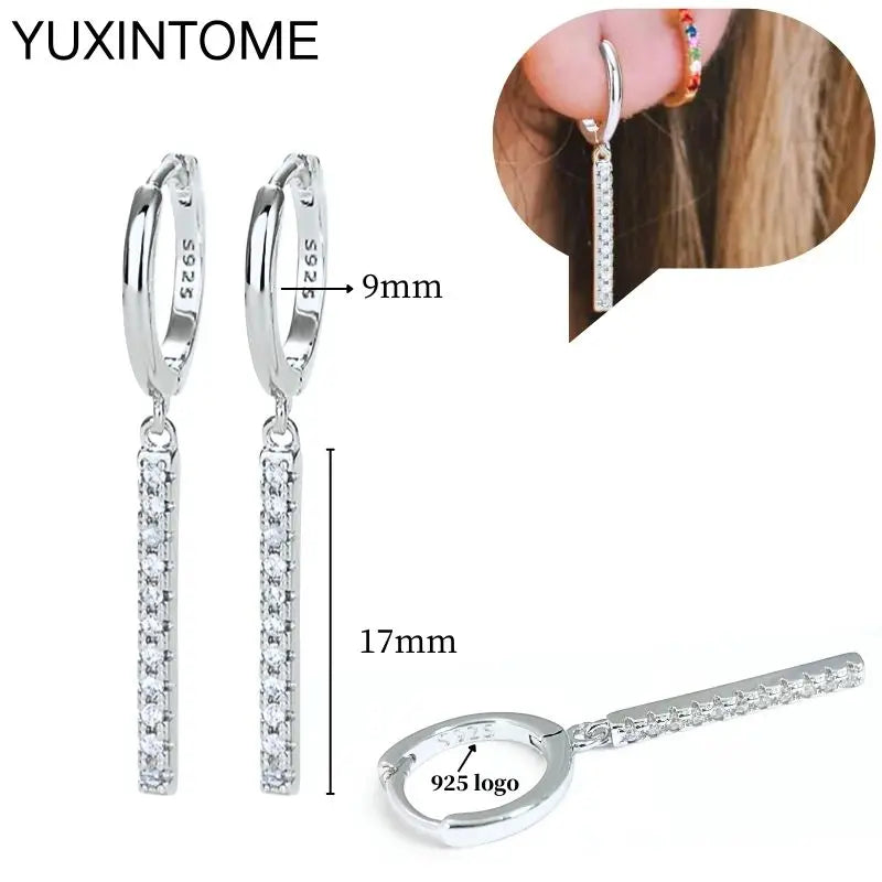925 Sterling Silver Ear Needle Fashion Hoop Earrings White Crystal Luxury Women's Silver Earrings Wedding Women's Jewelry Gift Vera Lux