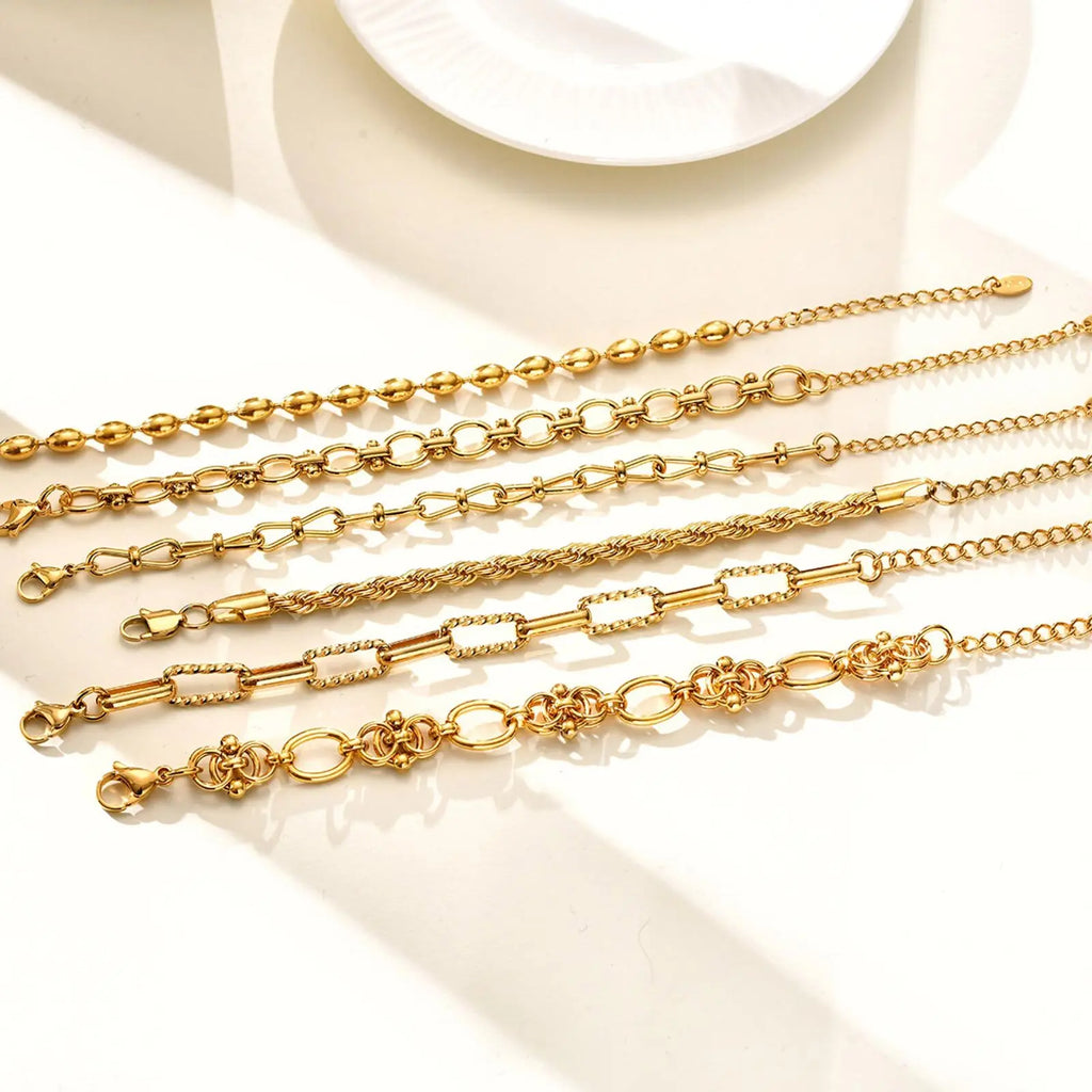 Chunky Stainless Steel Link Chain Bracelet For Woman, Gold Plated Layering Bracelets Wristband Waterproof Jewelry Vera Lux