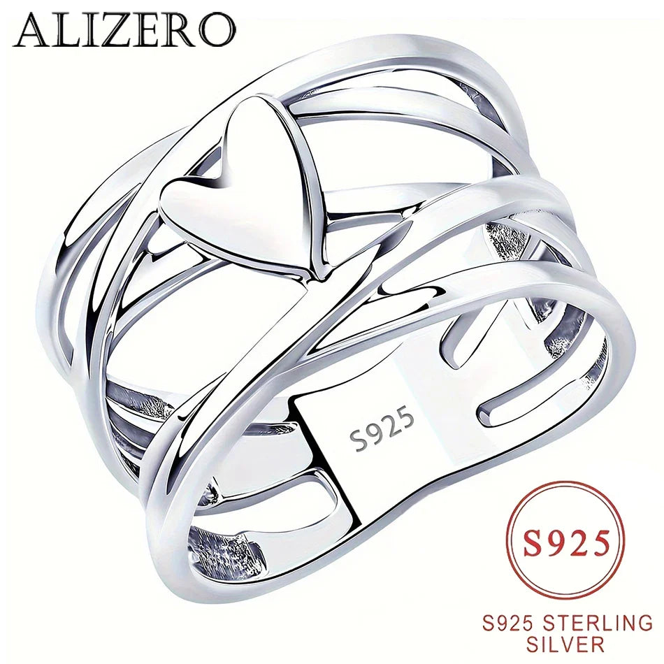 Chic French Style 925 Sterling Silver Heart-Shaped Ring Unique Design Women's Fashion Jewelry Perfect for Everyday Accessories Vera Lux