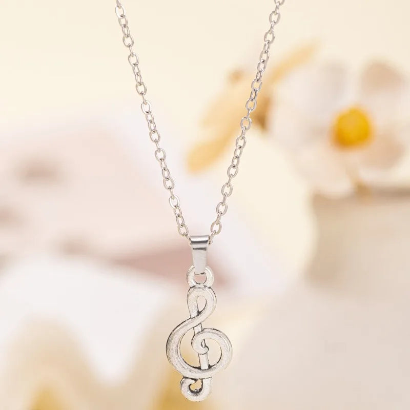 1 Piece Unisex Silvery Stainless Steel Music Note Pendant Necklace - Personalized Design Valentine's Day/Ramadan Gift Vera Lux