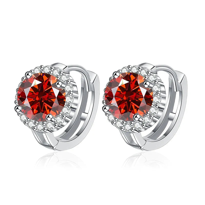 NeeTim 0.5ct 1ct Pink Moissanite Earrings Women S925 Silver Black Blue Green Grey Rainbow Lab Diamond Wedding Studs Earring Vera Lux