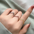 2mm Thin V Shape Pave CZ Stackable Ring Stainless Steel Wedding Band for Women Girl Size 5-10 Vera Lux