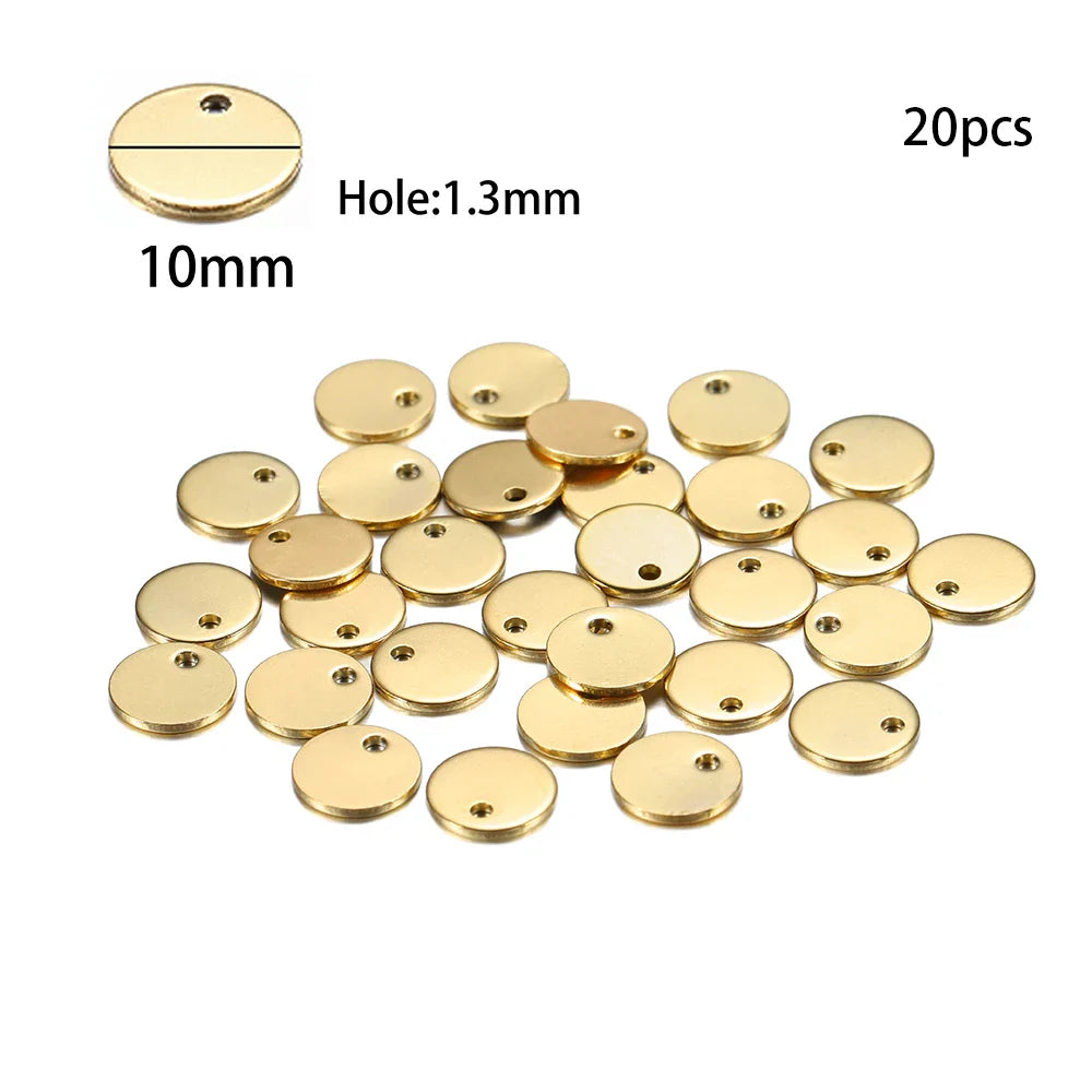 10-50Pcs Gold Stainless Steel Customized Dog Tag Heart-Shaped Oval Blanks Charm Pendant Charms For DIY Jewelry Making Supplies Vera Lux
