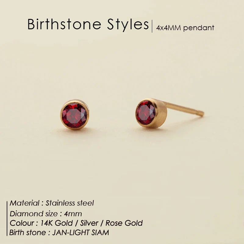 316 Stainless Steel Birthstone Ear Stud Piercing Gun Gold Color Push-Back Earrings Piercing Safe For Baby And Women Gift Jewelry Vera Lux