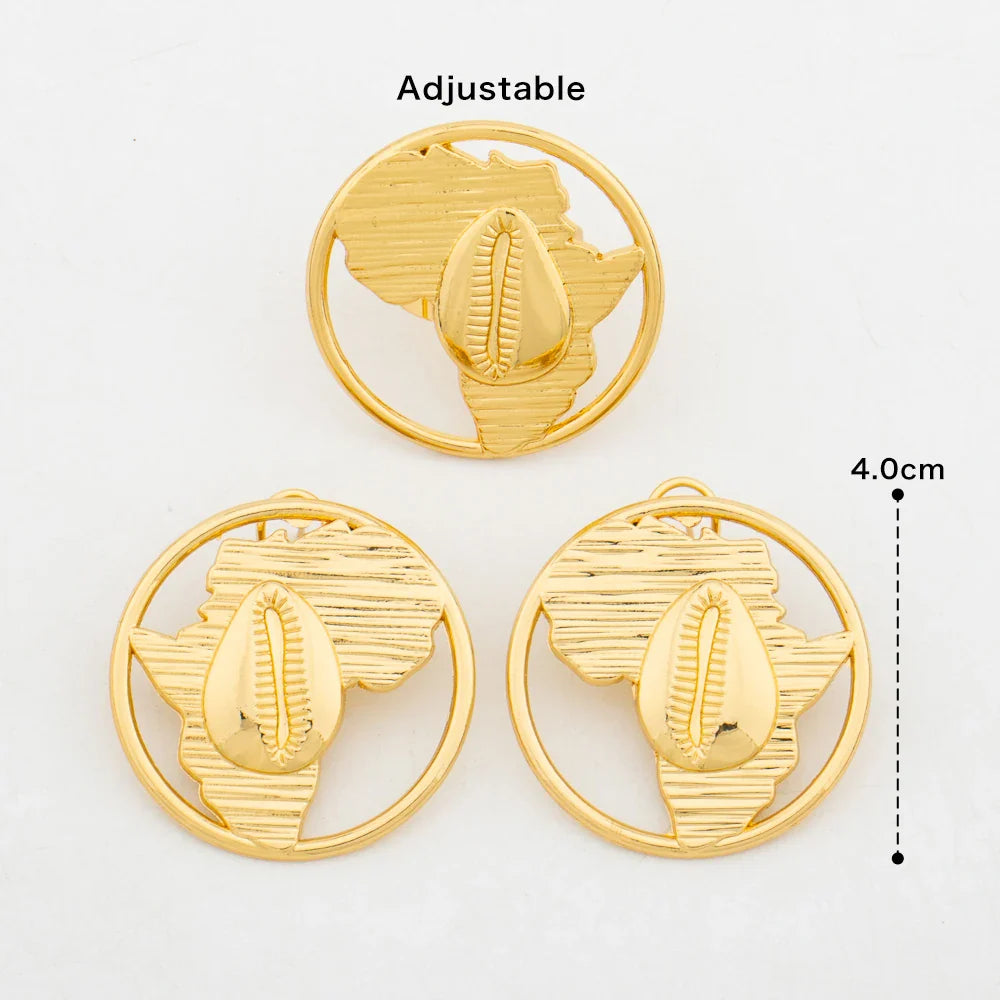 Brazilian 18k Gold Plated Jewelry Set for Women Irregular Design Clip Earrings and Adjustable Ring Jewelry Set Accessories Gifts Vera Lux