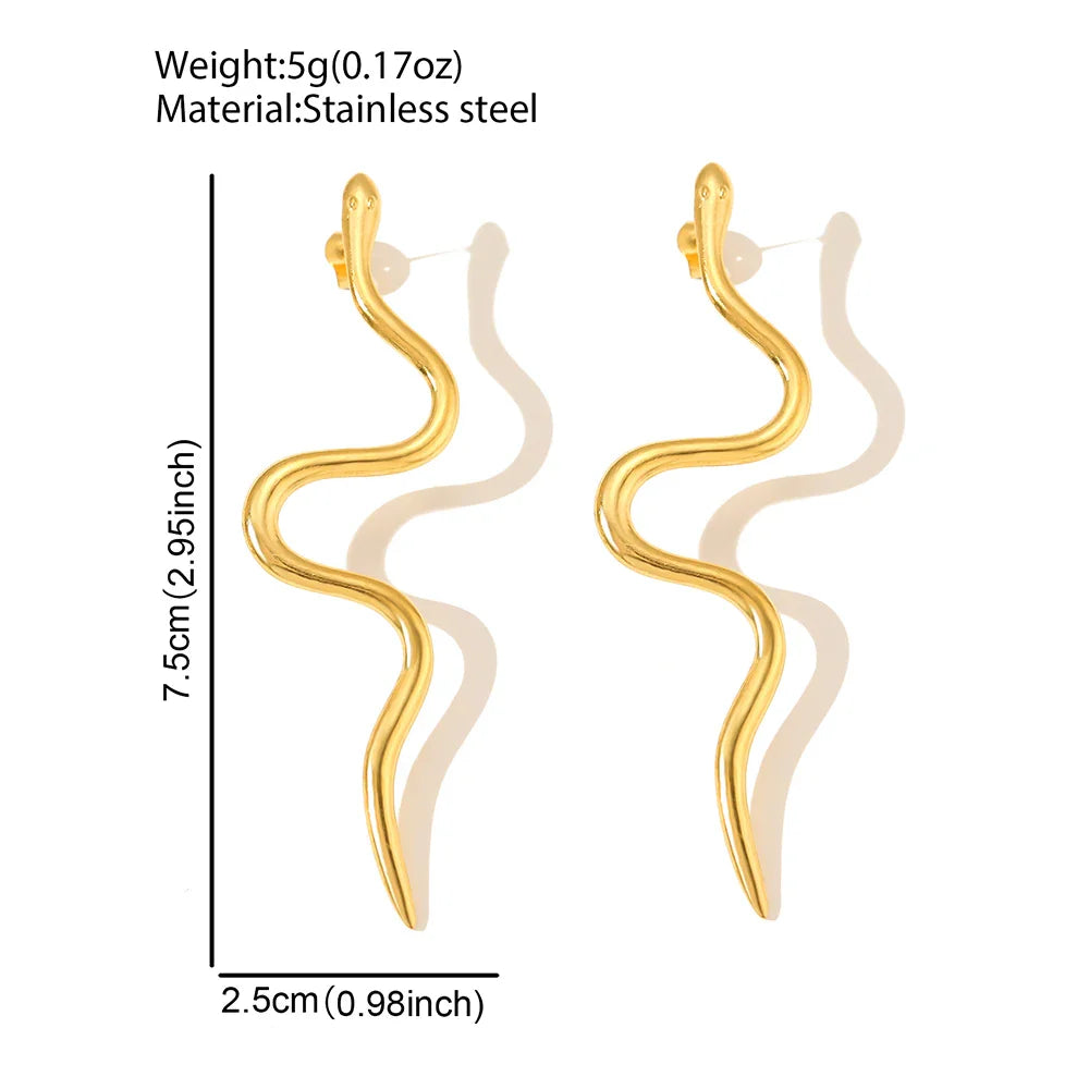 Stainless Steel Earrings Europe And The United States Design Snake Stud Fine Earrings For Women Jewelry Trending Products New in Vera Lux