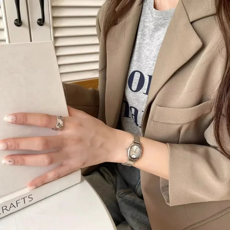 Small Oval Dial Green Watch Simple Stainless Steel Ladies Wristwatches Brand Women Luxury Gift Quartz Watch Dropshipping Vera Lux