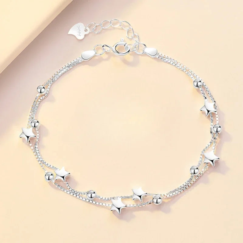 925 Sterling Silver Heart Shaped Necklace Bracelet Set for Women Vintage Korean Crystal Bracelets High Quality Set Party Jewelry Vera Lux