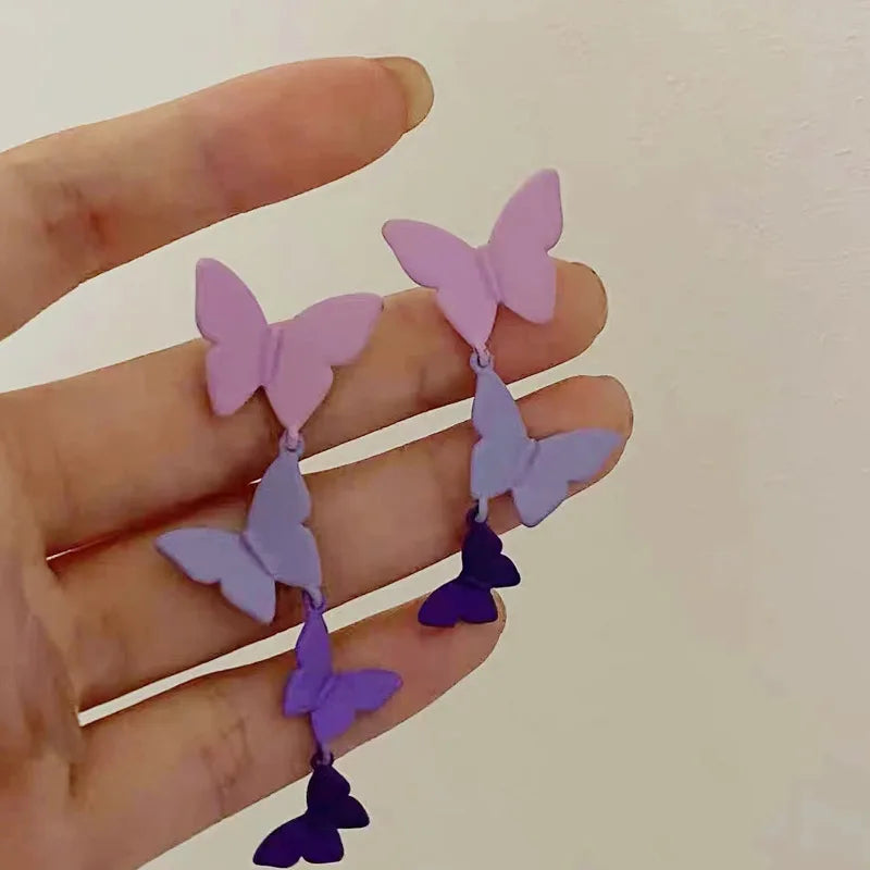 Purple Mini 3D Butterfly Stud Earrings Women's Romantic Wedding Valentine's Day Jewelry Gift Cute Style Vera Lux