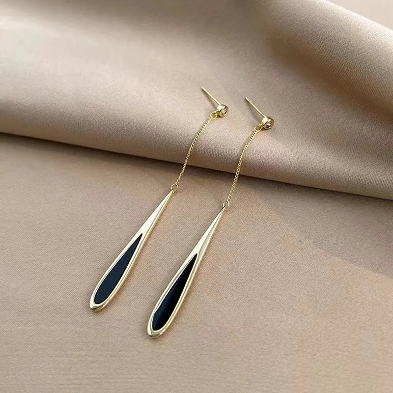 Simple Geometric Square Drop Earring For Women Korean Fashion Gold-color Line Long Tassel Dangle Earrings Party Jewelry Gift Vera Lux
