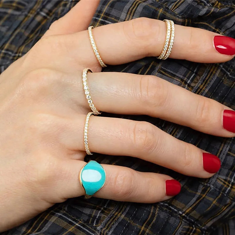 Delicate Micro Pave Zircon Rings For Women Trendy Chic Crystal Daily Dating Women's Stackable Tiny Ring Fashion Jewelry R133 Vera Lux
