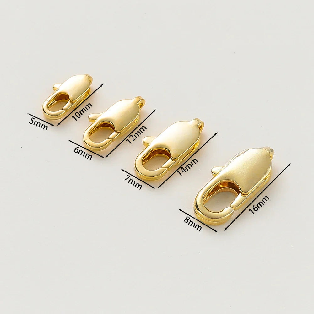 10pcs/lot 14K 18K Gold Plated Lobster Clasps Jump Rings End Chain Connector Hooks For DIY Necklace Bracelet Making Components Vera Lux