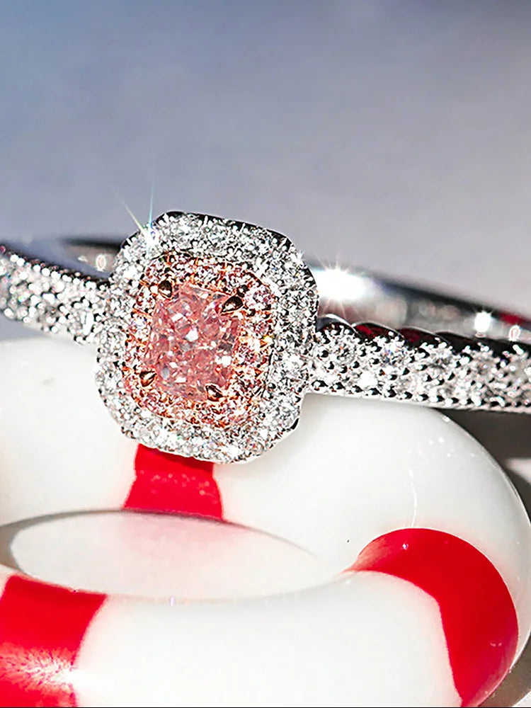925 Sterling Silve Fashion Delicate Sweet Pink Zircon Ring For Women Anniversary Luxury Personalized High Quality Fine Jewelry Vera Lux