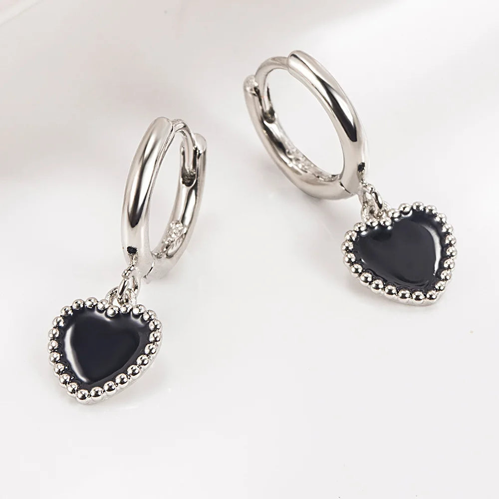 925 Sterling Silver Black Heart Earrings For Women Wedding Luxury Elegant Jewelry Accessories 2024 Trend Jewellery Vera Lux