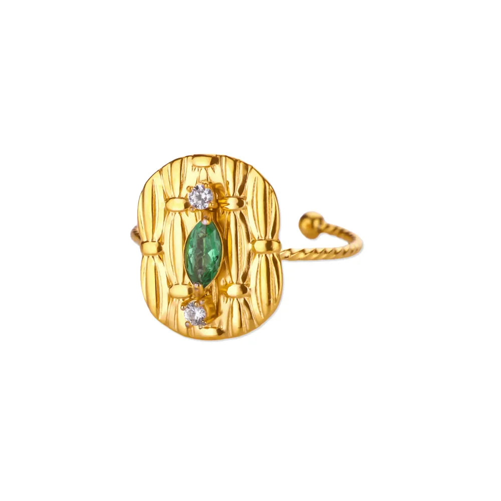 Zircon Geometric Rings For Women Stainless Steel Gold Color Open Adjustable Ring 2025 New Fashion Wedding Couple Jewelry Gift Vera Lux