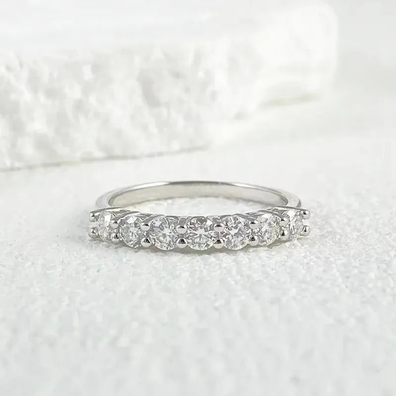 NeeTim Full Moissanite Ring for Women S925 Sterling Silver with White Gold Plated Diamond Wedding Bridal Band Rings Fine Jewelry Vera Lux