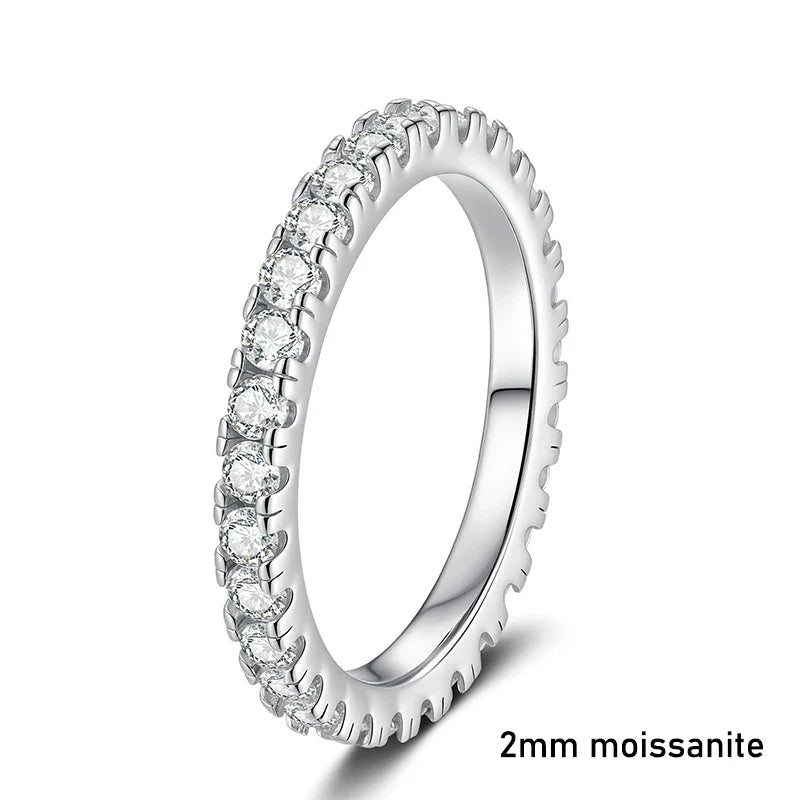 NeeTim D Color 2mm Full Moissanite Diamond Ring for Women Sterling Silver 925 with Gold Plated Wedding Bridal Band Rings Jewelry Vera Lux