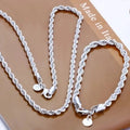 Charm 925 sterling silver Accessories Men 4MM 40-60cm 2PCS Rope Chain Necklace Bracelet Women Fashion Wedding Gift Jewelry Vera Lux