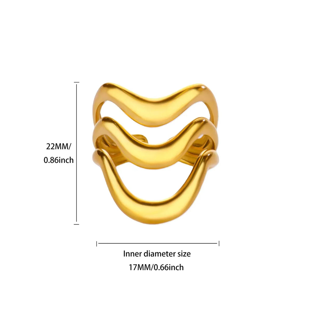 Stainless Steel Irregular Wave Rings For Women Creative Gold Color Adjustable Open Ring Female Jewelry Punk Rapper Anillos Gifts Vera Lux