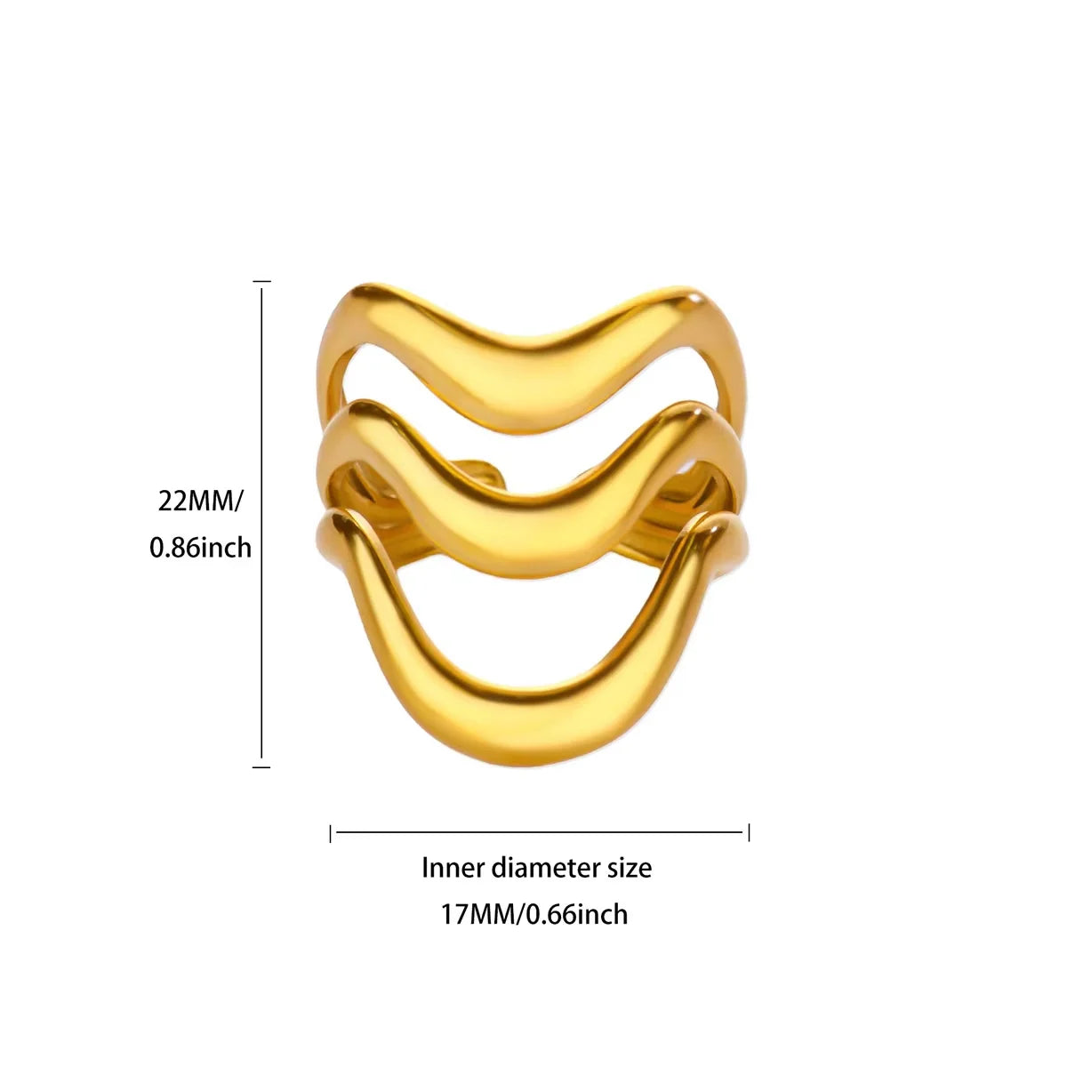 Stainless Steel Irregular Wave Rings For Women Creative Gold Color Adjustable Open Ring Female Jewelry Punk Rapper Anillos Gifts Vera Lux