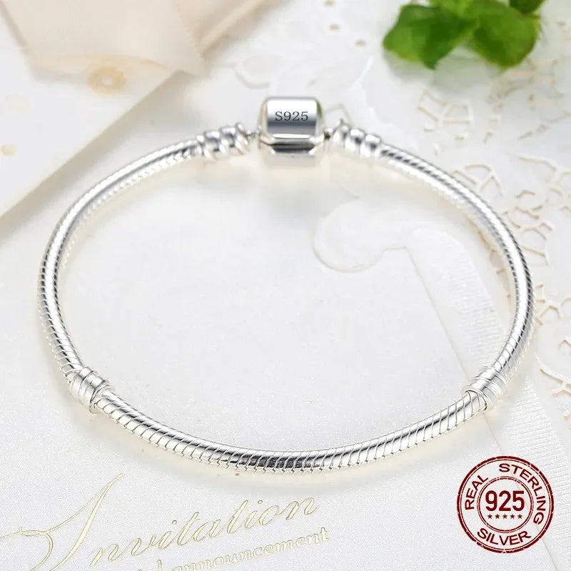 Handmade Original Fine Jewelry 925 Sterling Silver Charm Bracelet Soft Smooth Snake Bone Bracelets for Women Vera Lux