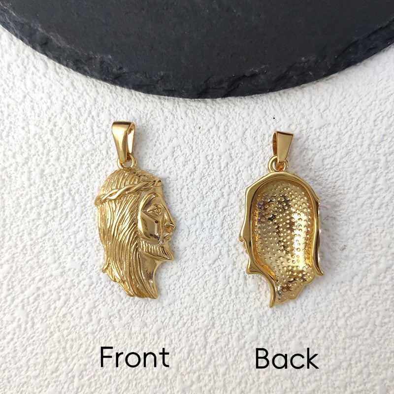 Hip - Hop Stainless Steel 18K Gold Plated Jesus Head Pendant Necklace Waterproof Jewelry For Ideal Men's Gift Vera Lux