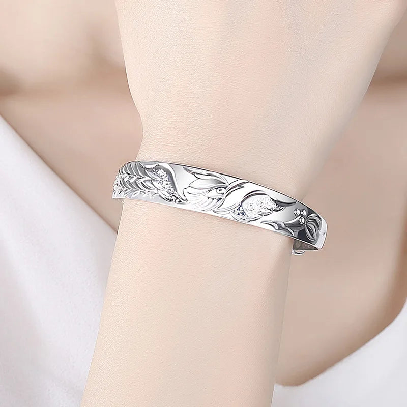 Luxury 925 Sterling Silver Noble Phoenix Bracelets Bangles For Women Fashion Party Wedding Jewelry Holiday Gifts Adjustable Vera Lux