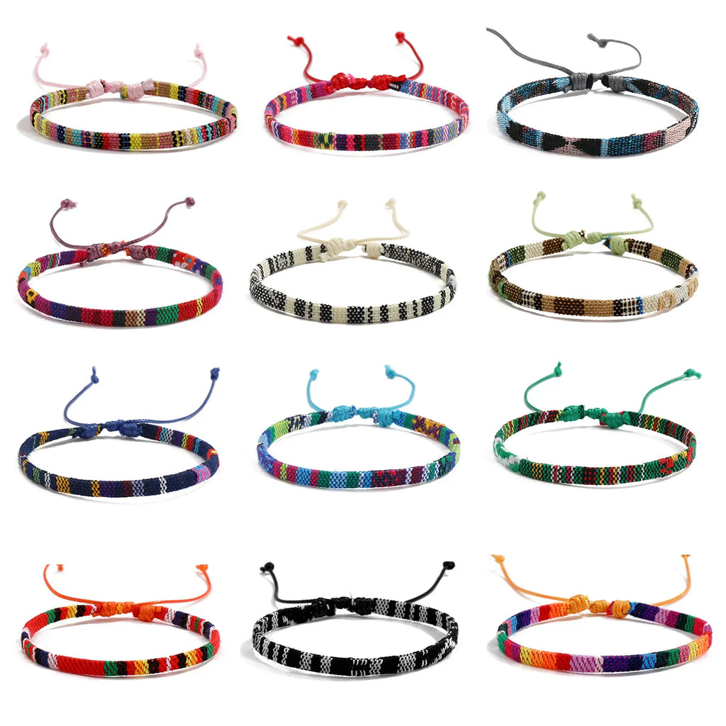 12Pcs Nepal Ethnic Colorful Bracelet Set For Women Bohemia Fabric Braided Rope Wristbands Men Bangle Fashion Summer Jewelry Vera Lux
