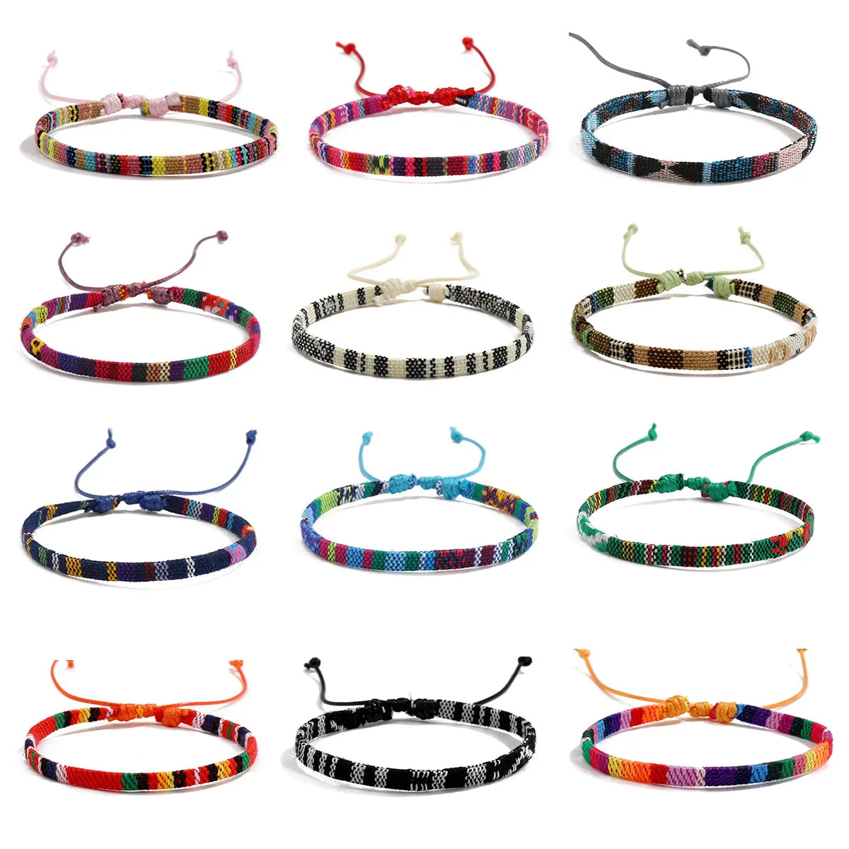 12Pcs Nepal Ethnic Colorful Bracelet Set For Women Bohemia Fabric Braided Rope Wristbands Men Bangle Fashion Summer Jewelry Vera Lux