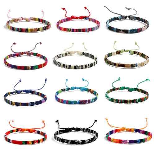 12Pcs Nepal Ethnic Colorful Bracelet Set For Women Bohemia Fabric Braided Rope Wristbands Men Bangle Fashion Summer Jewelry Vera Lux