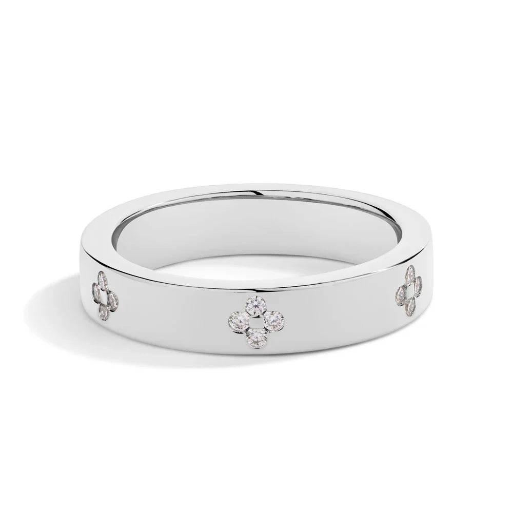MINTYBOX Clover Moissanite 18k Gold Plated Diamond Wedding Band Ring For Women S925 Silver Engagement Party Fine Jewelry Gift Vera Lux