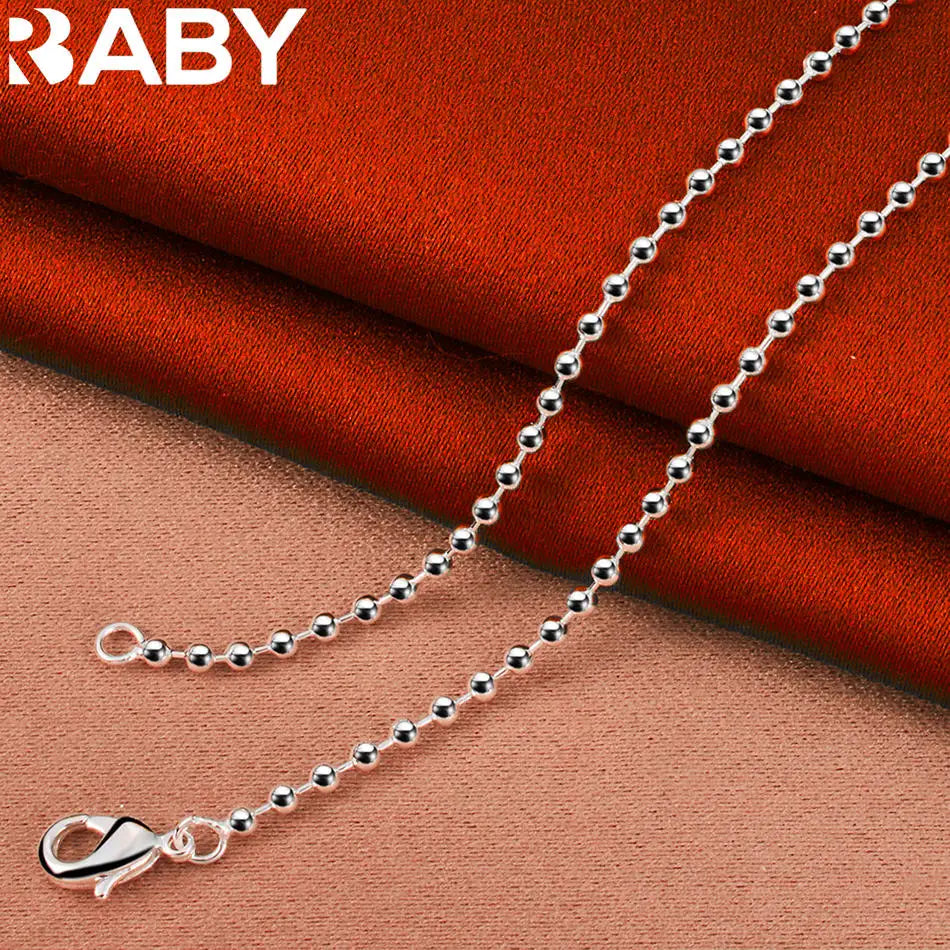 URBABY 925 Sterling Silver 40-75cm 2mm Beads Necklace For Women Anniversary Gift Popular Wild Fashion Romantic Jewelry Vera Lux