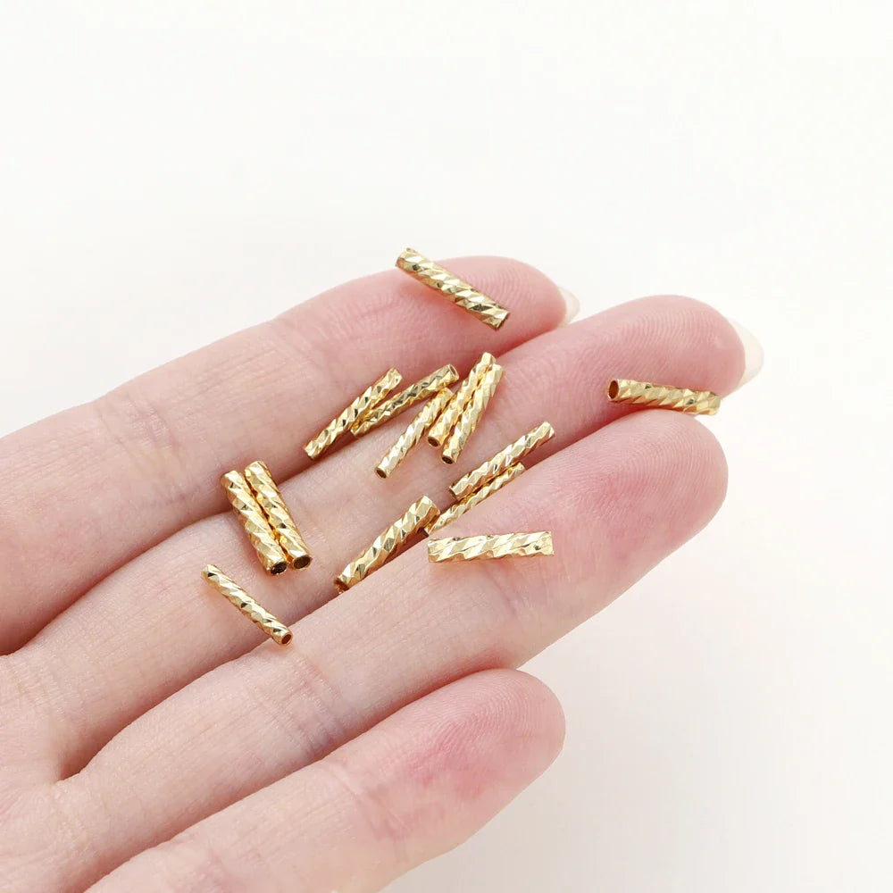 100pcs 7MM 10MM 14K 18K Gold Plated Brass Straight Tube for Bracelet Making StripeTubes Jewelry Supplies Diy Accessories Vera Lux