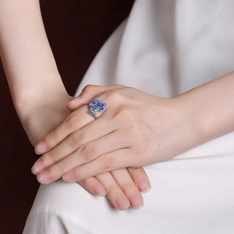925 Sterling Silver Blue Peacock Wedding Rings For Women Engagement Wedding Fine Jewelry Jewellery Women Wholesale Vera Lux