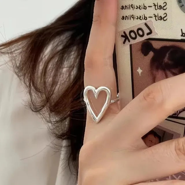925 Sterling Silver Ring For Women Jewelry Heart Finger Open Handmade Ring Allergy For Party Birthday Gift Vera Lux