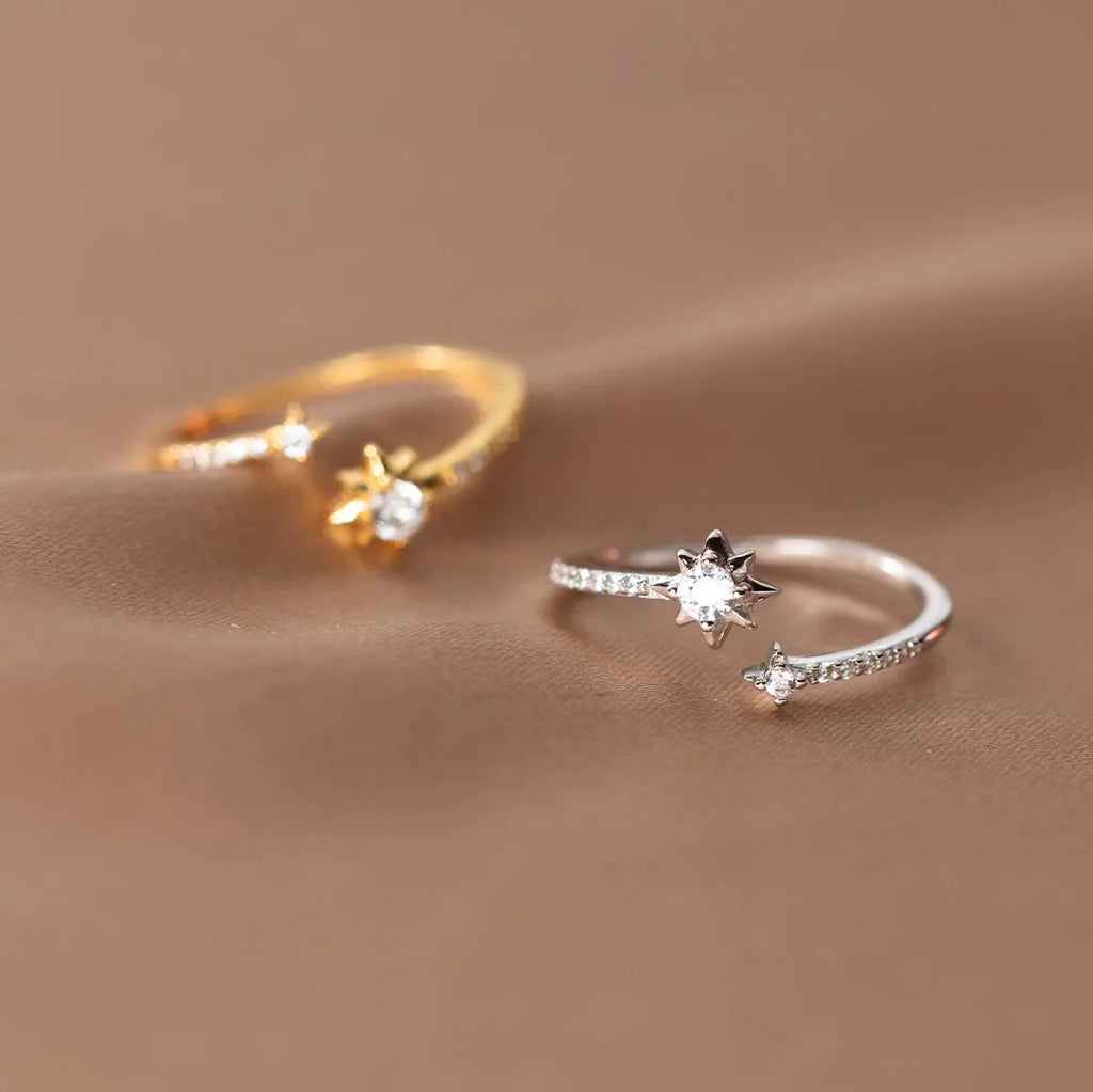 925 Sterling Silver Zircon Star Adjustable Rings For Women High Quality Jewelry Accessories Wholesale  Jewellery Argent 925 Vera Lux