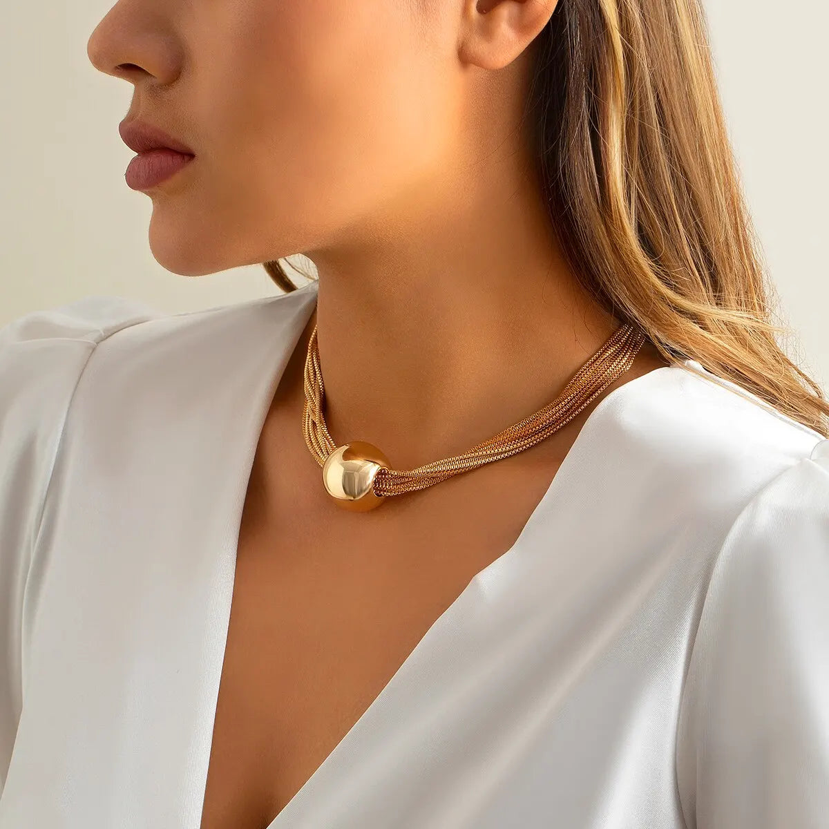Exaggerated Twisted Chunky Chain Necklace for Women Punk Big Ball Pendant Choker Clavicle Link Grunge Jewelry Steampunk Men New Vera Lux