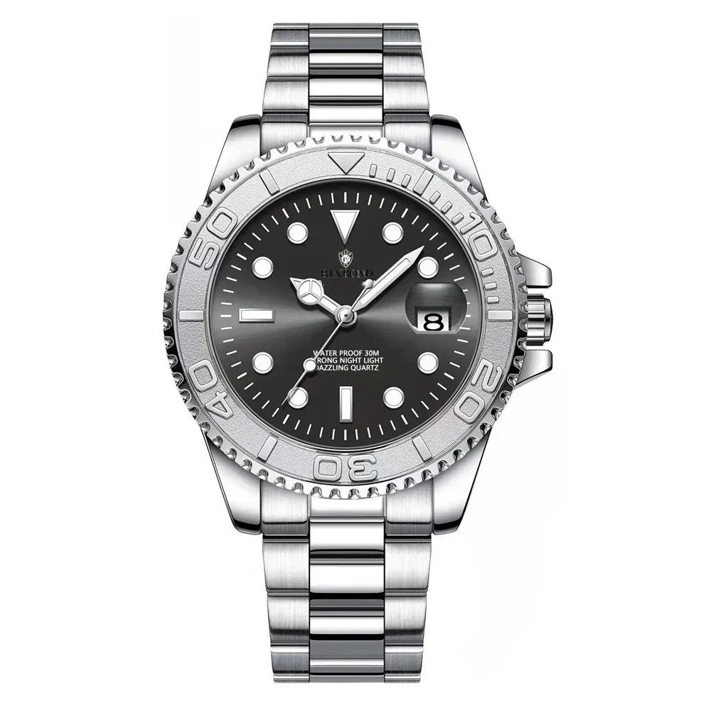 New Automatic Watch Mens Sports Bezel Gray Digital Luxury Watches For Man Fashion Quartz Wristwatches Gifts Men Tudo Por 1 Real Vera Lux