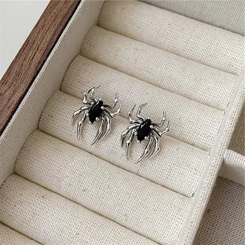Halloween Gothic Retro Old Spider Zircon Earrings Women Fashion Design Black Zircon Earring Party Jewelry Gifts Wholesale Vera Lux
