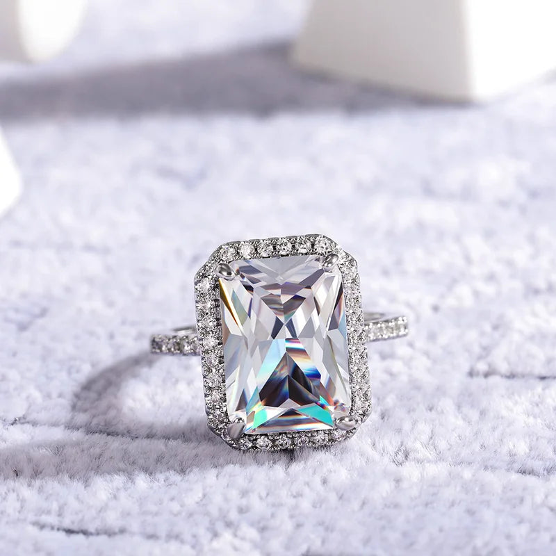 925 Sterling Silver Gorgeous Bridal Wedding Ring for Women Big Stone Crystal Square AAA Cubic Zirconia Elegant Statement Jewelry Vera Lux