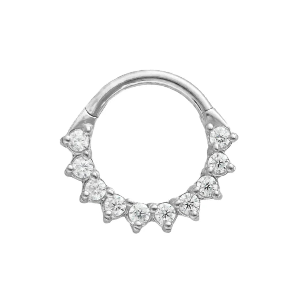316L Surgical Steel Segment Nose Ring Zircon Septum Clicker Ear Cartilage Helix Daith Hoop Body  Piercing Jewelry Vera Lux