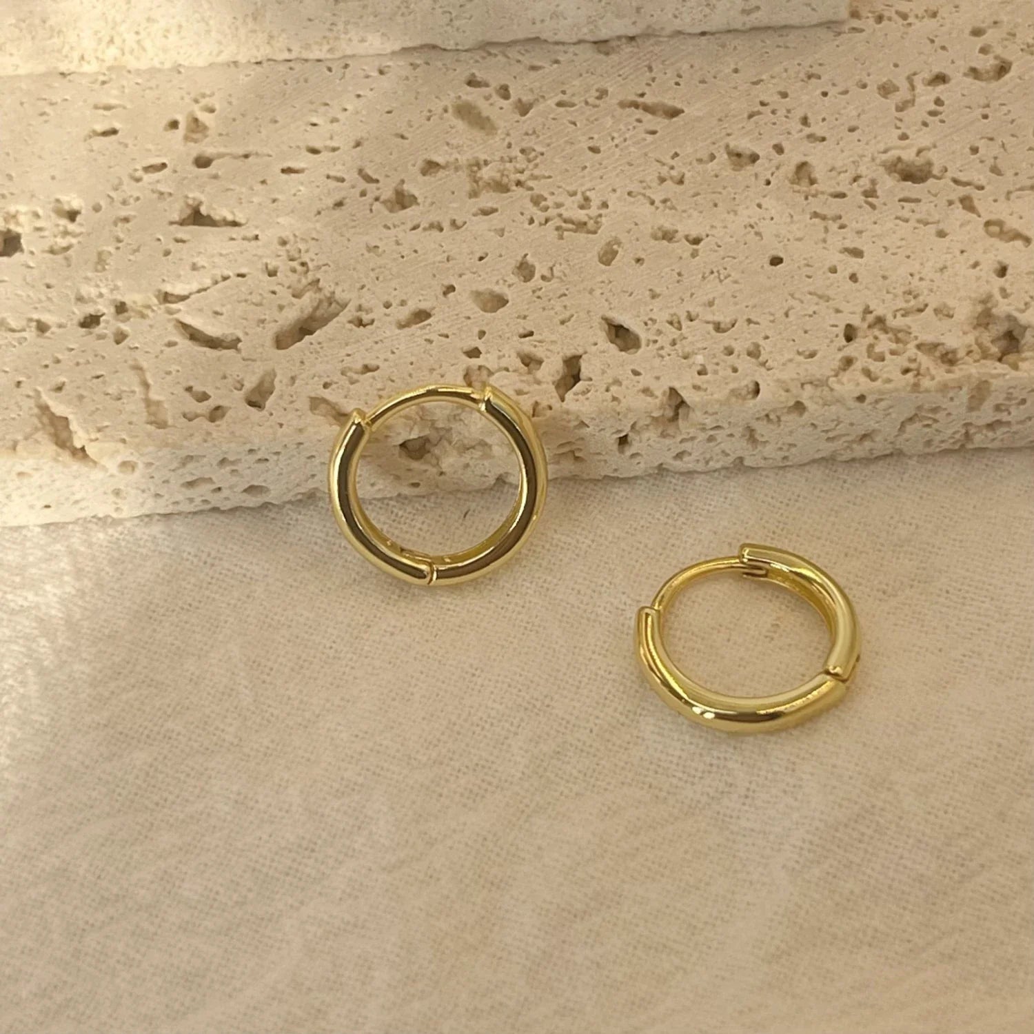6-15mm Stainless Steel Earring Minimalist Classic Round Gold Color Earring for Women Men Tiny Huggie Hoop Rock  Jewelry Gift Vera Lux