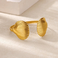 Summer Waterproof Cuff Bangles Bracelet For Women Cute Flower Double Layer Open Stainless Steel Gold Color Star Shell Jewelry Vera Lux