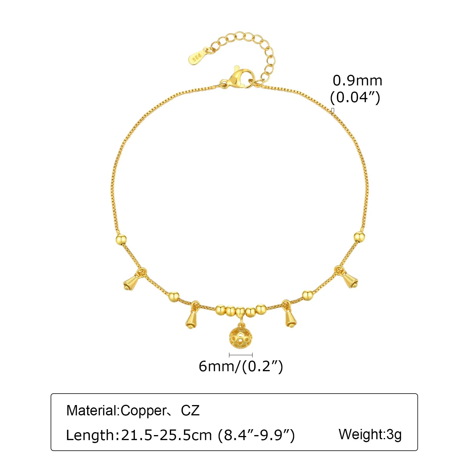 Anklet Bracelet on Legs Stainless Steel ,waterproof Adjustable Beach Beaded Ball Cuban Link Summer Boho Foot Jewelry for Women Vera Lux
