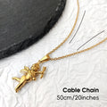 Vintage Stainless Steel Cupid Charm Pendant Necklace Waterproof 18K Gold Plated Necklace Unisex Jewelry Gift Vera Lux