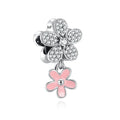 Hot selling 925 silver pink series flower dog paw heart-shaped pendant, Fit original bracelet DIY accessories, exquisite jewelry Vera Lux